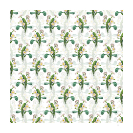 Vintage Grandiflora Botanical Pattern on White