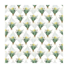 Vintage Crimean Iris Botanical Pattern on White