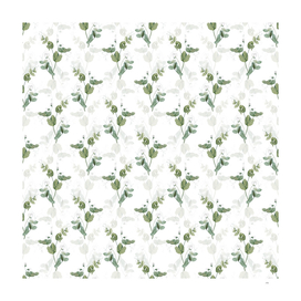 Vintage White Pea Flower Pattern on White