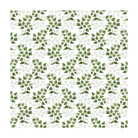 Vintage Paper Birch Botanical Pattern on White