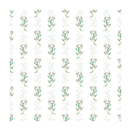 Vintage Long Branched Enothera Pattern on White