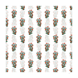 Vintage Sweet Scented Hawthorn Pattern on White