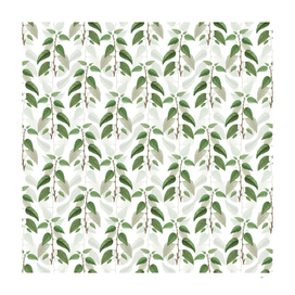 Vintage Balsam Poplar Leaves Pattern on White