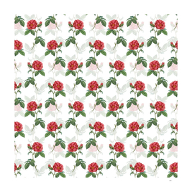 Vintage Apothecary Rose Botanical Pattern on White