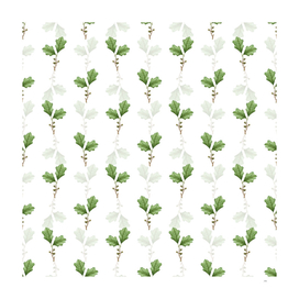 Vintage Bear Oak Leaves Botanical Pattern on White
