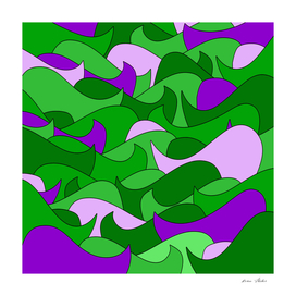 Abstract pattern = purple and green.