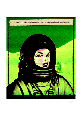 Cosmic Comic Girl | Green  Astronaut | vintage aesthetics