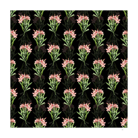 Vintage Oleander Botanical Pattern on Black
