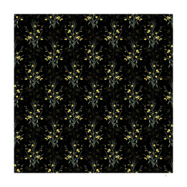 Vintage Yellow Broom Flowers Pattern on Black