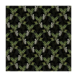 Vintage Black Locust Botanical Pattern on Black