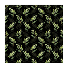 Vintage Staghorn Sumac Botanical Pattern on Black