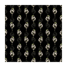 Vintage Pear Tree Flowers Pattern on Black
