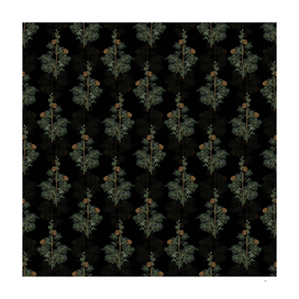 Vintage Mediterranean Cypress Pattern on Black