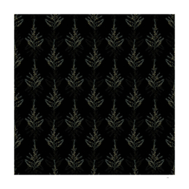 Vintage Sea Asparagus Botanical Pattern on Black