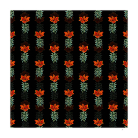 Vintage Blood Red Lily Flower Pattern on Black