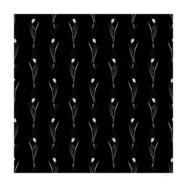 Vintage Lady Tulip Botanical Pattern on Black