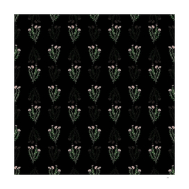 Vintage Dr. Gills Selago Flower Pattern on Black