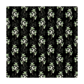 Vintage White Plum Flower Pattern on Black