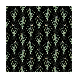 Vintage Stinking Iris Botanical Pattern on Black