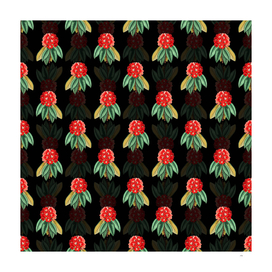Vintage Rhododendron Rollissonii Pattern on Black