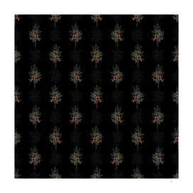 Vintage Common Juniper Botanical Pattern on Black