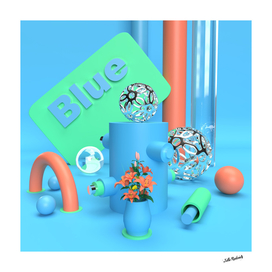 3D Art composition in Blue