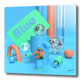 3D Art composition in Blue