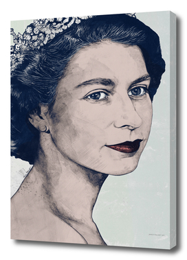 Young Queen Elizabeth II colored pop art portrait