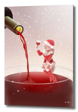 Santa Cat Holding Glass Red Wine