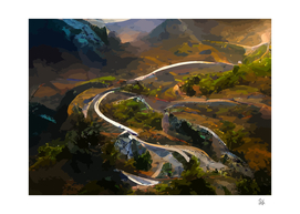 Winding Road and Village