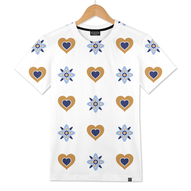 Gold And Blue Hearts Pattern