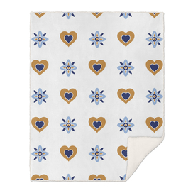 Gold And Blue Hearts Pattern