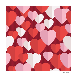 Red And Pink Valentine Paper Hearts