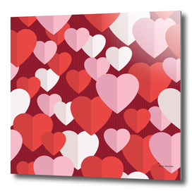 Red And Pink Valentine Paper Hearts