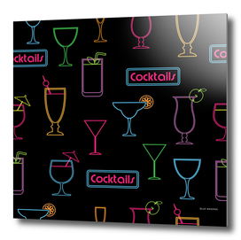 Neon Cocktail Pattern on Black