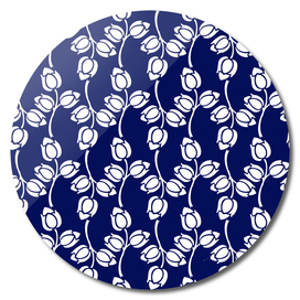 Navy and White Floral Pattern