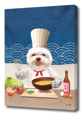 Dog In Chef Hat Cooks Soup