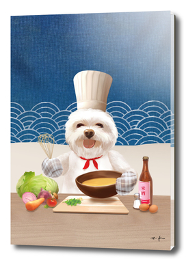 Dog In Chef Hat Cooks Soup