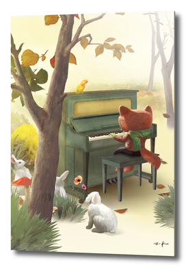Fox Playing Piano