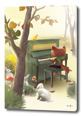 Fox Playing Piano