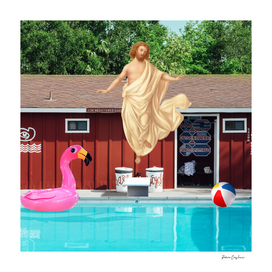 Jesus at pool party