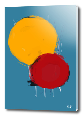Yellow Red and Blue abstract composition