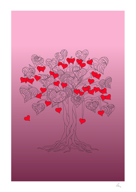 tree of love with hearts