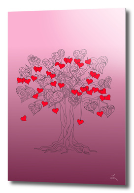 tree of love with hearts
