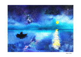 Under the moonlight || watercolor