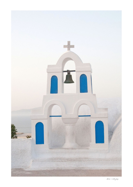 White Blue Bell Tower in Oia Santorini #1 #wall #art