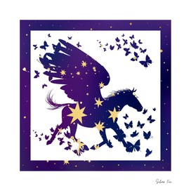 Pegasus Free Spirit Midnight Blue and Gold Stars