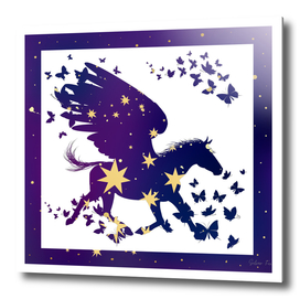 Pegasus Free Spirit Midnight Blue and Gold Stars