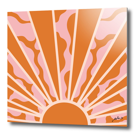 Terracotta Sun Geometric Groovy