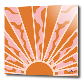 Terracotta Sun Geometric Groovy